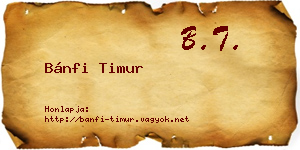 Bánfi Timur névjegykártya